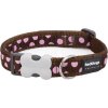Red Dingo obojek – Pink Spots on Brown – 20 mm x 30-47 cm