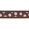 Red Dingo postroj – Pink Spots on Brown – 20 mm x 45-66 cm