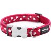 Red Dingo obojek – Stars White on Red – 20 mm x 30-47 cm
