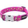 Red Dingo obojek – Stars Lime on Hot Pink – 15 mm x 24-36 cm