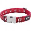 Obojek Red Dingo 25 mm x 41-62 cm - Pawprints Red