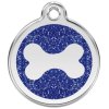 Red Dingo známka – Bone Glitter Navy – Kost modrá třpytivá velikost známky M - 30 mm