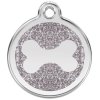 Red Dingo známka – Bone Glitter Silver – Kost stříbrná třpytivá velikost známky M - 30 mm