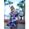 Palm Elegance Purple – fialové letné šaty s čiernou palmou (limitovaná edícia)  Limitovaná edícia | Bestseller | Stálobarebný úplet | Úprava zadarmo | Video k dispozícii