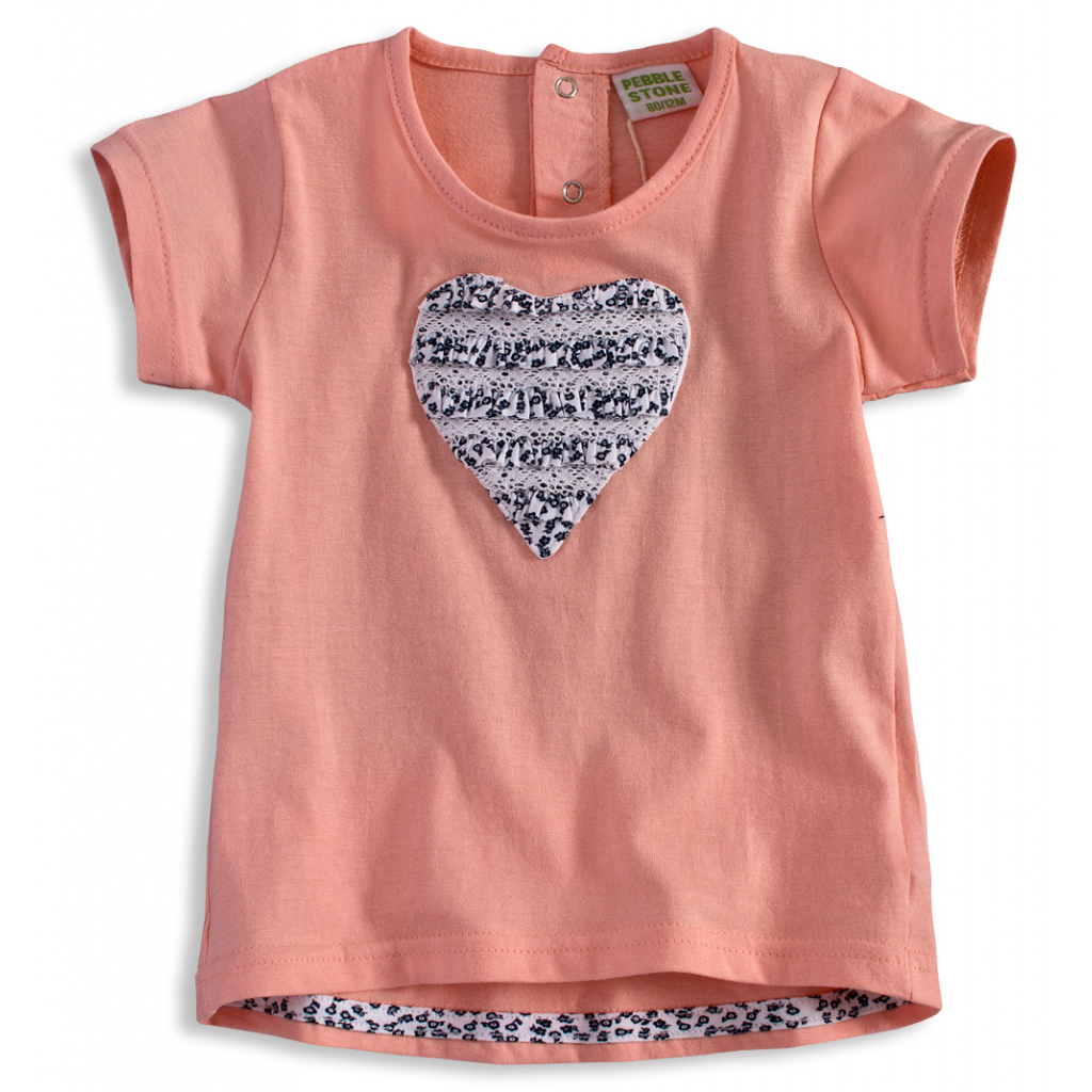 Dojčenské dievčenské tričko PEBBLESTONE SRDCE marhuľové