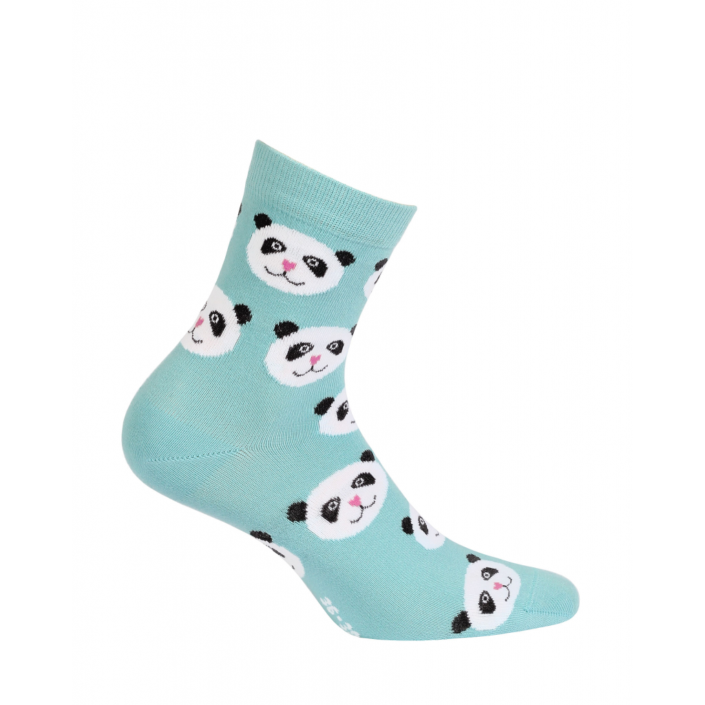 Vzorované dievčenské ponožky WOLA PANDY tyrkysové