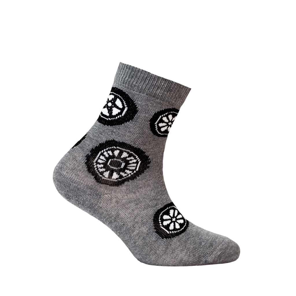 Vzorované chlapčenské ponožky WOLA BICYKLE šedý melír