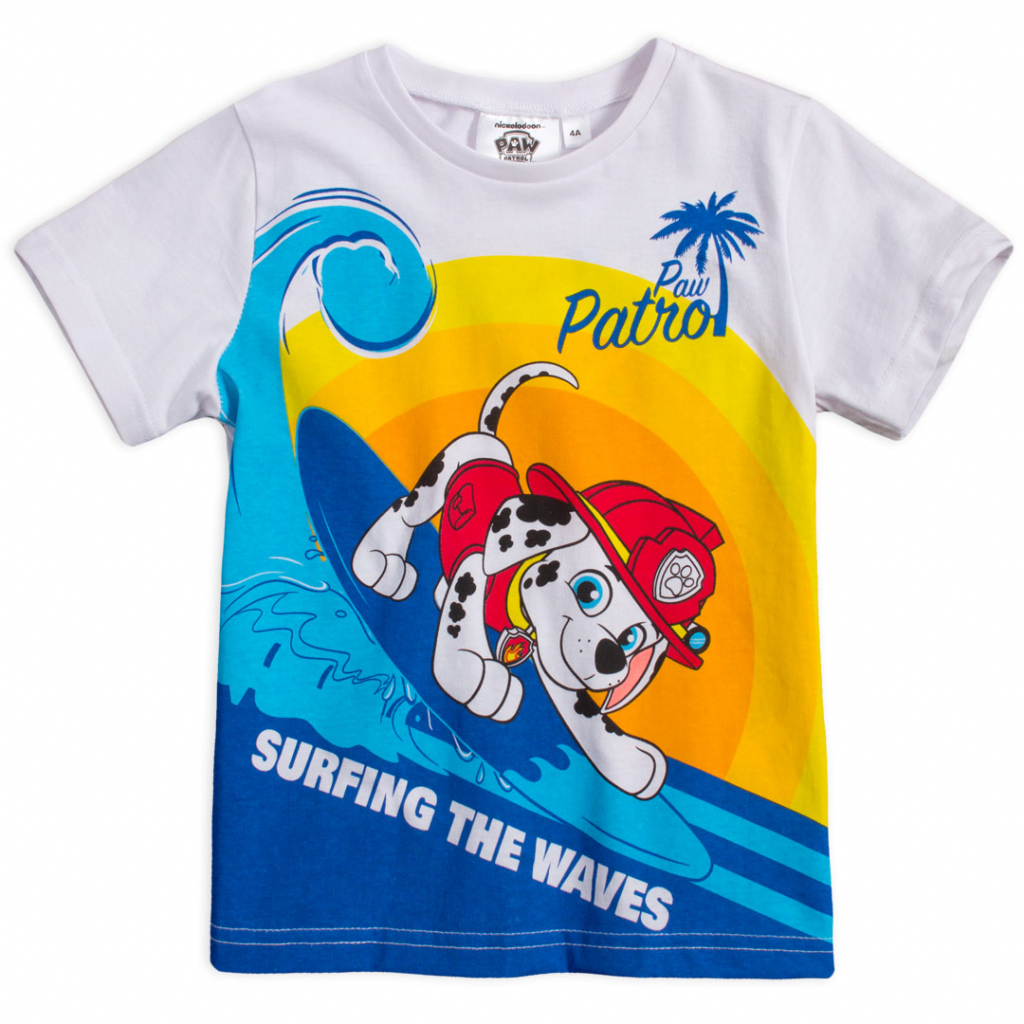 Chlapčenské tričko PAW PATROL SURFING biele