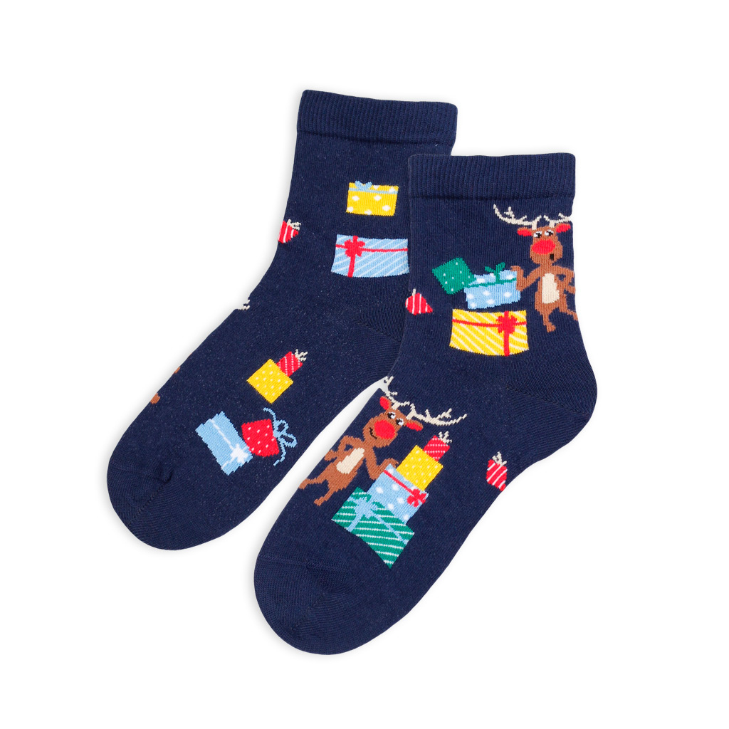 Ponožky s vianočným motívom WOLA SOB S DARČEKAMI modré