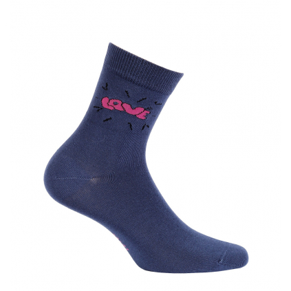Vzorované dievčenské ponožky GATTA LOVE tmavo modré
