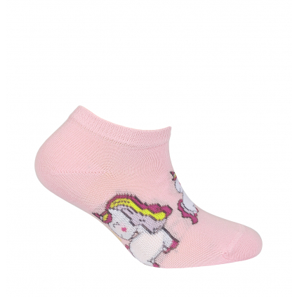 Dievčenské členkové ponožky WOLA JEDNOROŽEC ružové