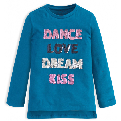 Dievčenské tričko s meniacimi flitrami KNOT SO BAD DANCE modré