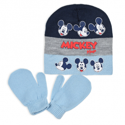 Dojčenská čiapka a rukavice MICKEY MOUSE DISNEY BABY svetlo modrá