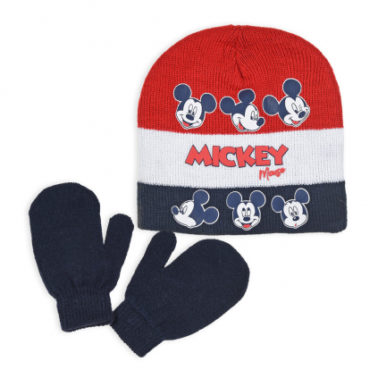 Dojčenská čiapka a rukavice MICKEY MOUSE DISNEY BABY červená