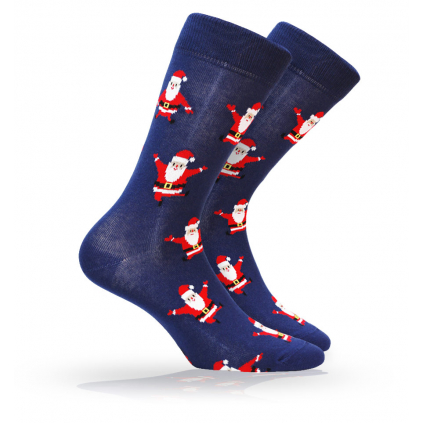 Pánske ponožky s vianočným motívom WOLA SANTA CLAUS modré