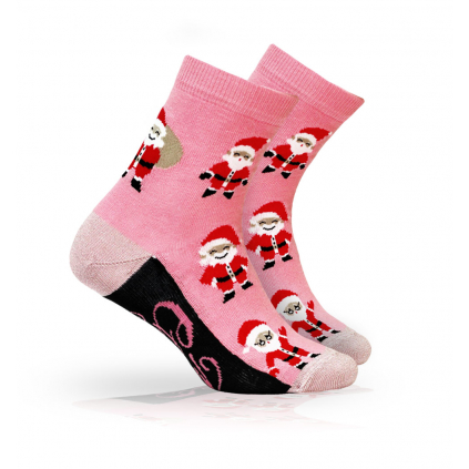 Ponožky s vianočným motívom WOLA SANTOVIA ružové