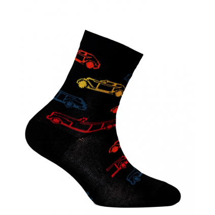 Chlapčenské ponožky s obrázkom WOLA AUTÁ čierne