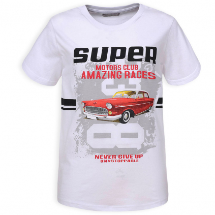 Chlapčenské tričko GLO STORY SUPER CAR biele