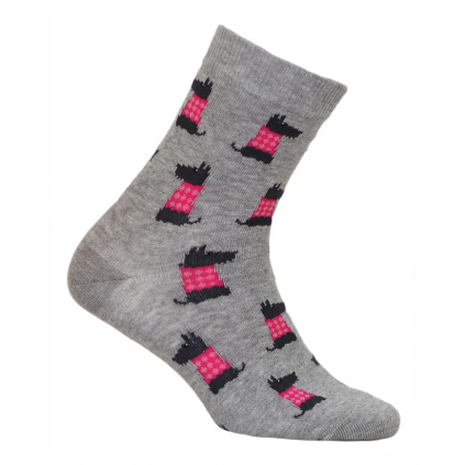 Dievčenské vzorované ponožky GATTA PSÍCI šedé