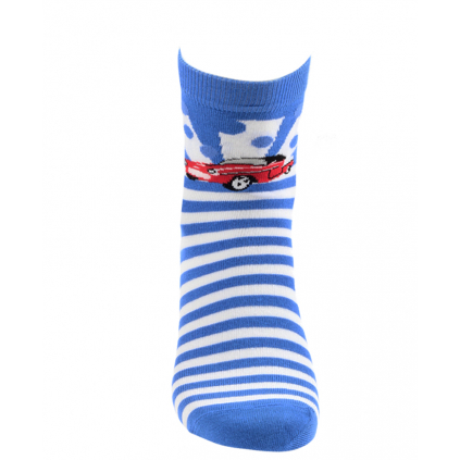 Chlapčenské ponožky so vzorom WOLA AUTO, PRÚŽKY modré
