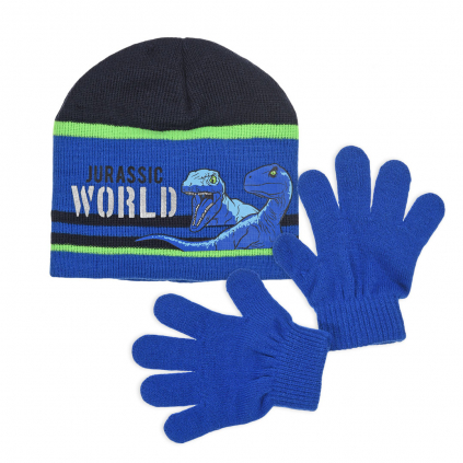 Čiapka a rukavice JURASSIC WORLD modrá