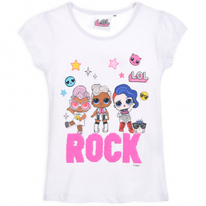 Dievčenské tričko s preklápacími flitrami L.O.L SURPRISE ROCK biele