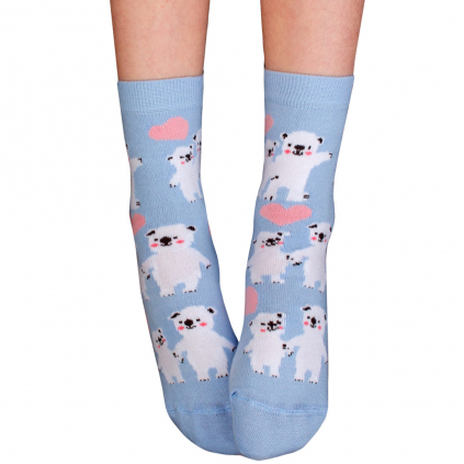 Vzorované dievčenské ponožky WOLA BEARS svetlo modré