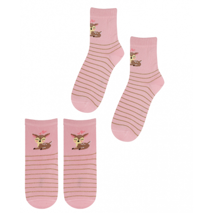 Dievčenské ponožky s obrázkom WOLA SRNKA ružové