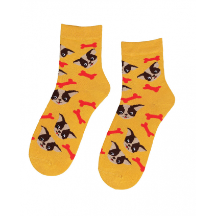 Vzorované dievčenské ponožky WOLA CORGI žlté