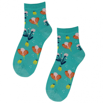 Dievčenské ponožky so vzorom WOLA NATURE tyrkys svetlé