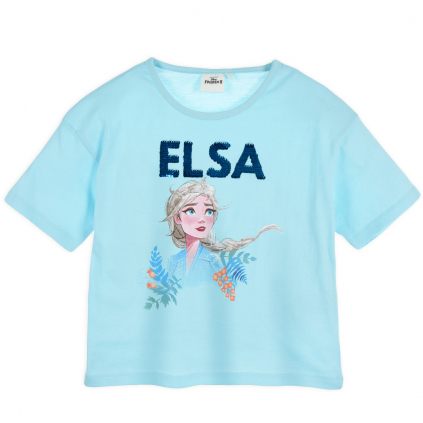 Dievčenský crop top z bio bavlny DISNEY FROZEN ELSA modrý