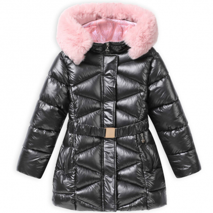 Dievčenský zimný kabát GLO STORY SRDIEČKO čierny