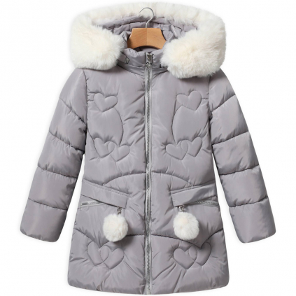 Dievčenský zimný kabát GLO STORY HEARTS šedý