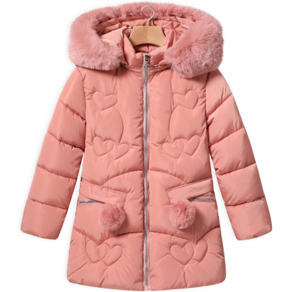 Dievčenský zimný kabát GLO STORY HEARTS ružový