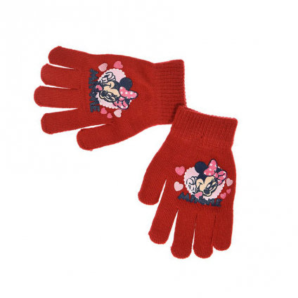 Dievčenské rukavice DISNEY MINNIE SRDIEČKA červené