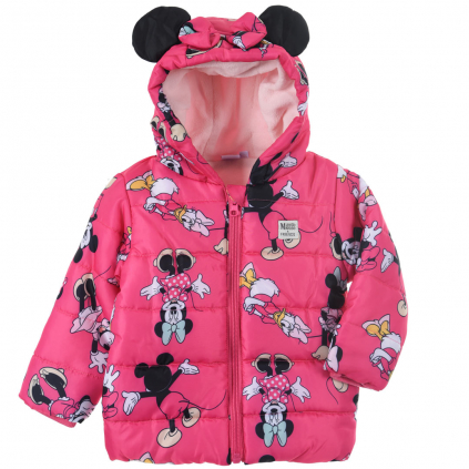 Dievčenská zimná bunda DISNEY MINNIE FRIENDS tmavo ružová