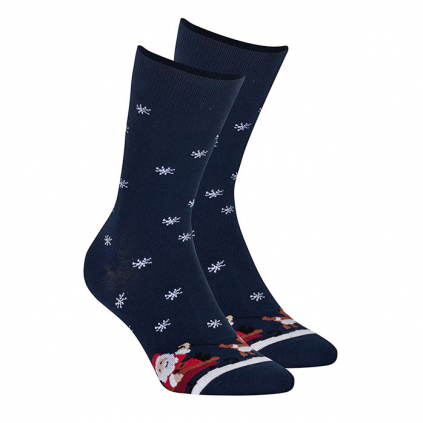 Ponožky s vianočným motívom WOLA SANTA NA SANIACH modré