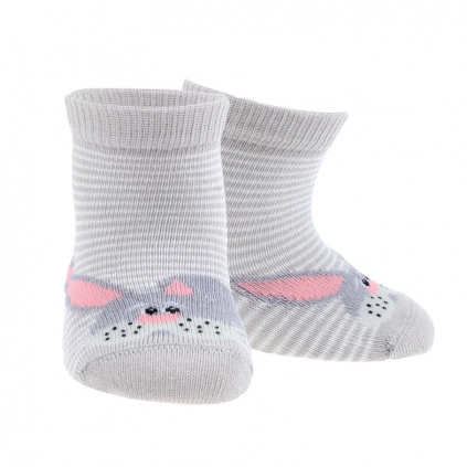 Vzorované dojčenské ponožky WOLA ZAJAČIK svetlo šedé