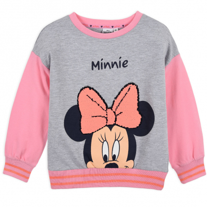 Dievčenská mikina DISNEY MINNIE s mašľou šedá