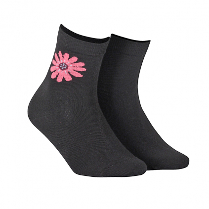 Dievčenské vzorované ponožky WOLA KVETINKA čierne