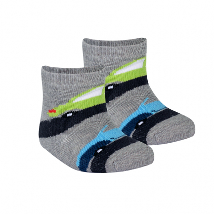 Dojčenské vzorované ponožky WOLA AUTÁ šedé
