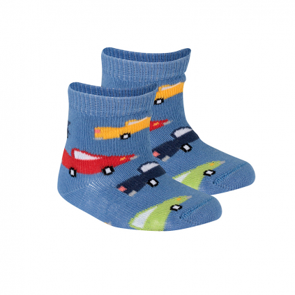 Dojčenské vzorované ponožky WOLA AUTÍČKA modré