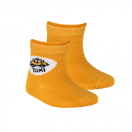 Dojčenské vzorované ponožky WOLA TAXI žlté