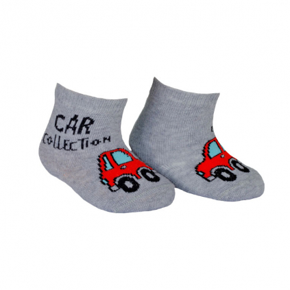 Dojčenské vzorované ponožky WOLA CAR COLLECTION šedé
