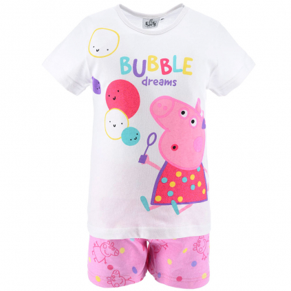 Dievčenské pyžamo PEPPA PIG BUBBLE biele