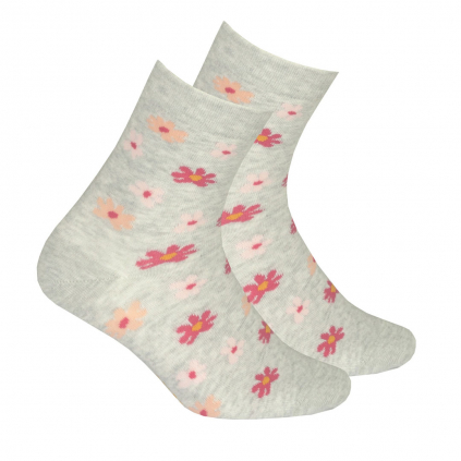 Dievčenské ponožky so vzorom WOLA KYTIČKY šedé