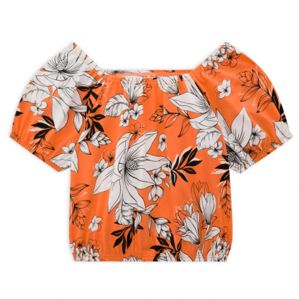 Dievčenský crop top KYLY KVETY oranžový