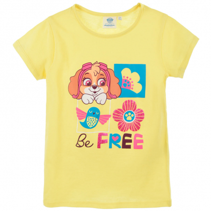 Dievčenské tričko PAW PATROL BE FREE žlté