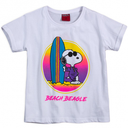 Dievčenské tričko SNOOPY BEACH biele
