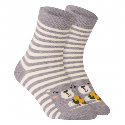 Dievčenské ponožky so vzorom WOLA MEDVEĎ šedo-biele